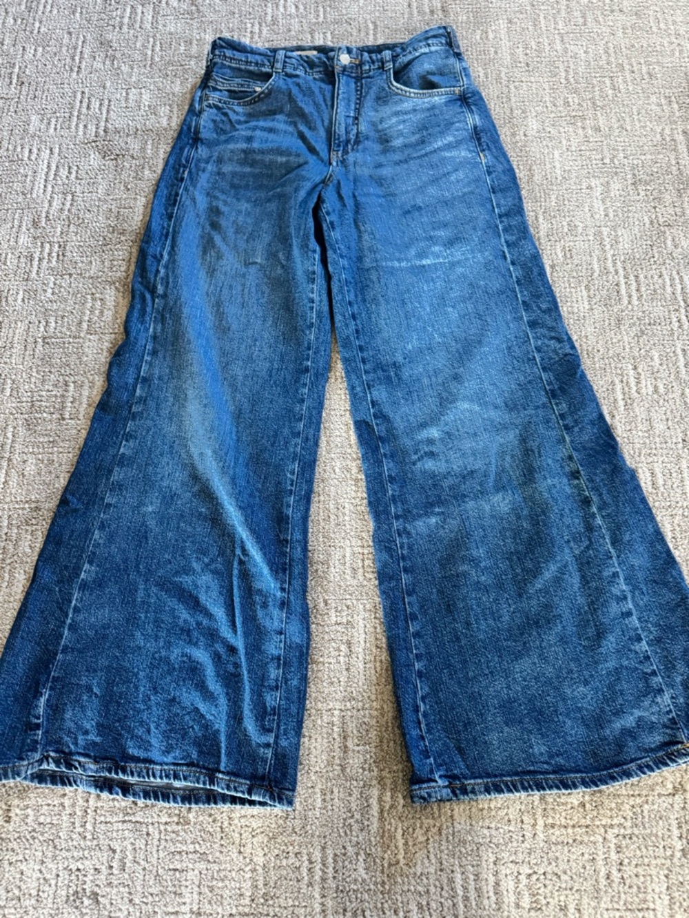 Pilcro  Wide Leg Denim Jeans - Dark Blue